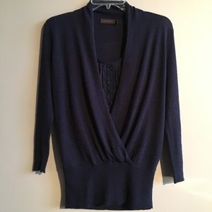 The Limited Navy Wool Crossover Sweater 2 PC Set